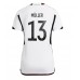 Tanie Strój piłkarski Niemcy Thomas Muller #13 Koszulka Podstawowej dla damskie MŚ 2022 Krótkie Rękawy